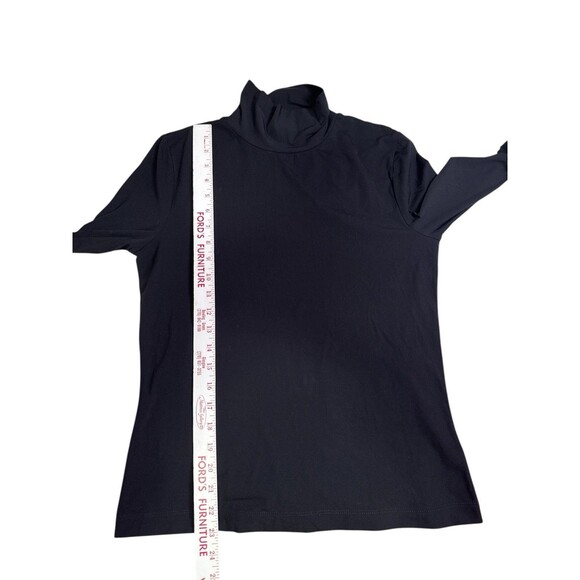 ST. JOHN CAVIAR Black Turtleneck Top M Nylon Spandex Stretch Knit - Picture 6 of 7